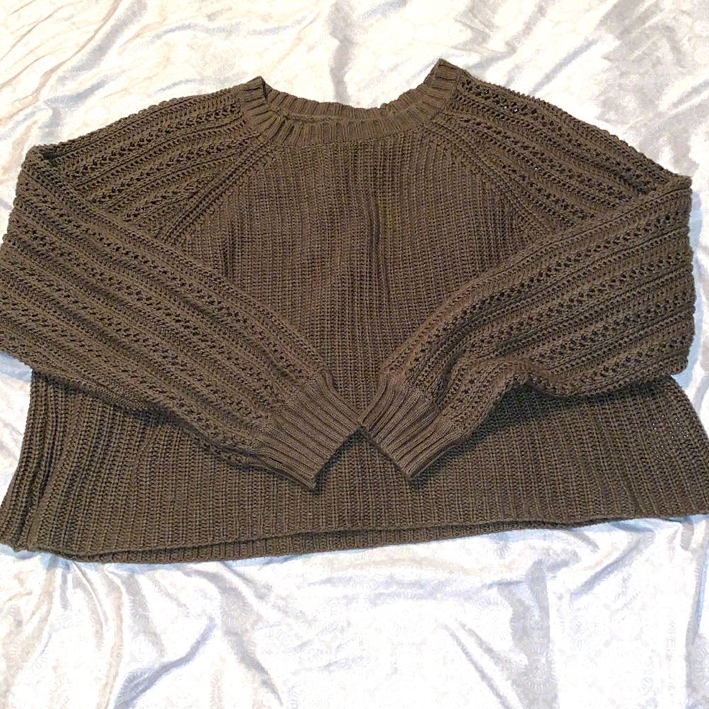 Olive Green Cropped Sweater
